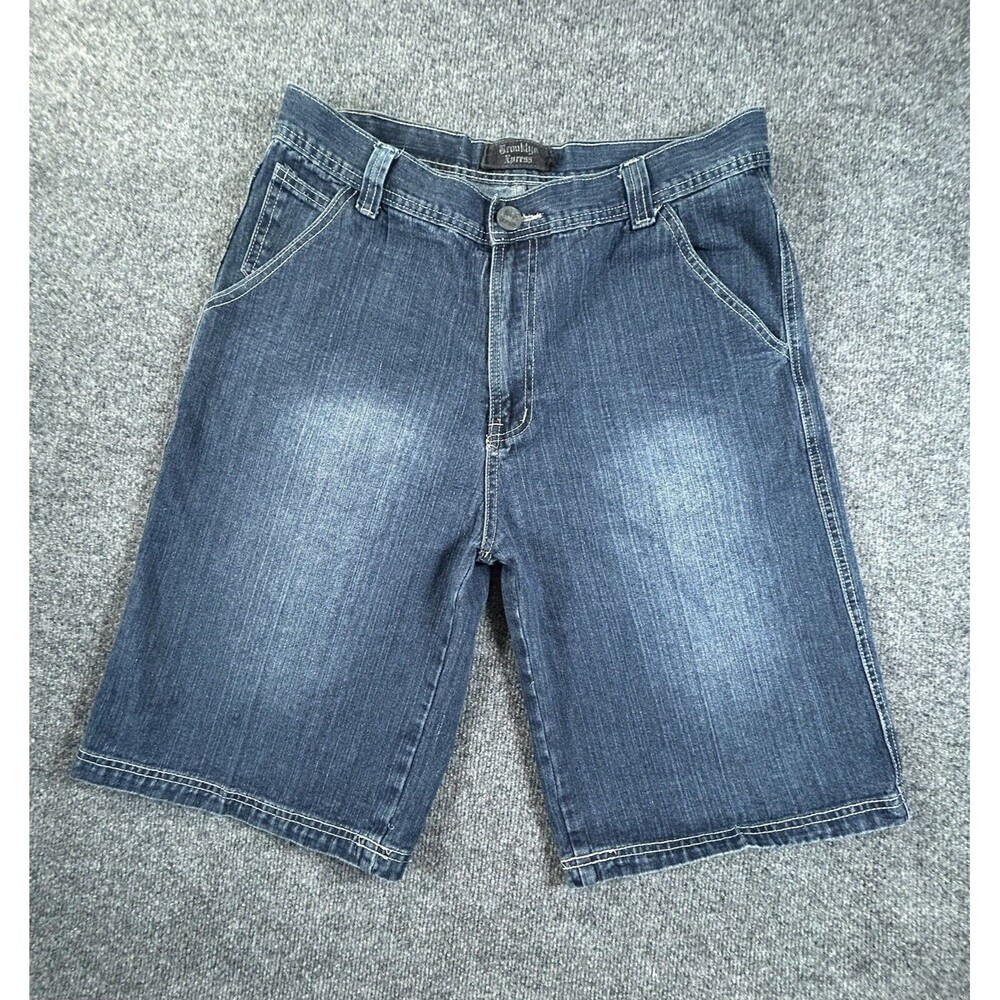 Brooklyn Xpress Long Jean Shorts Mens Size 34  Baggy Y2K 100% Cotton